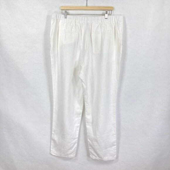 Garnet Hill 100% Linen Pleat Detail Trouser Pant White Size 18 - Picture 5 of 9